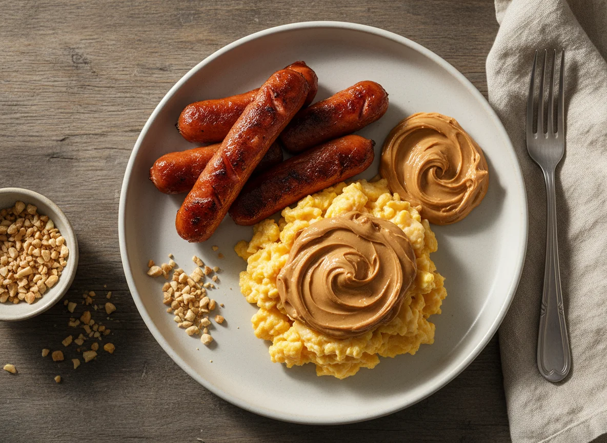 Scrambled Eggs with Sausage and Peanut Butter photo