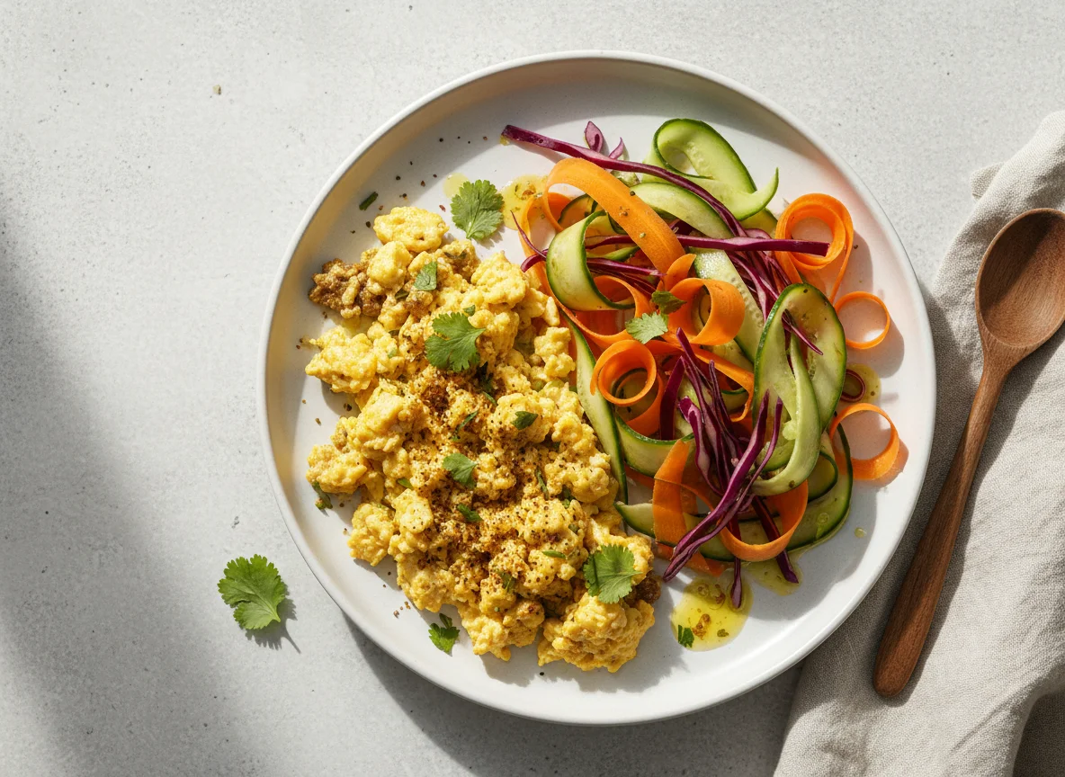 Scrambled Eggs with Vegetable Slaw photo