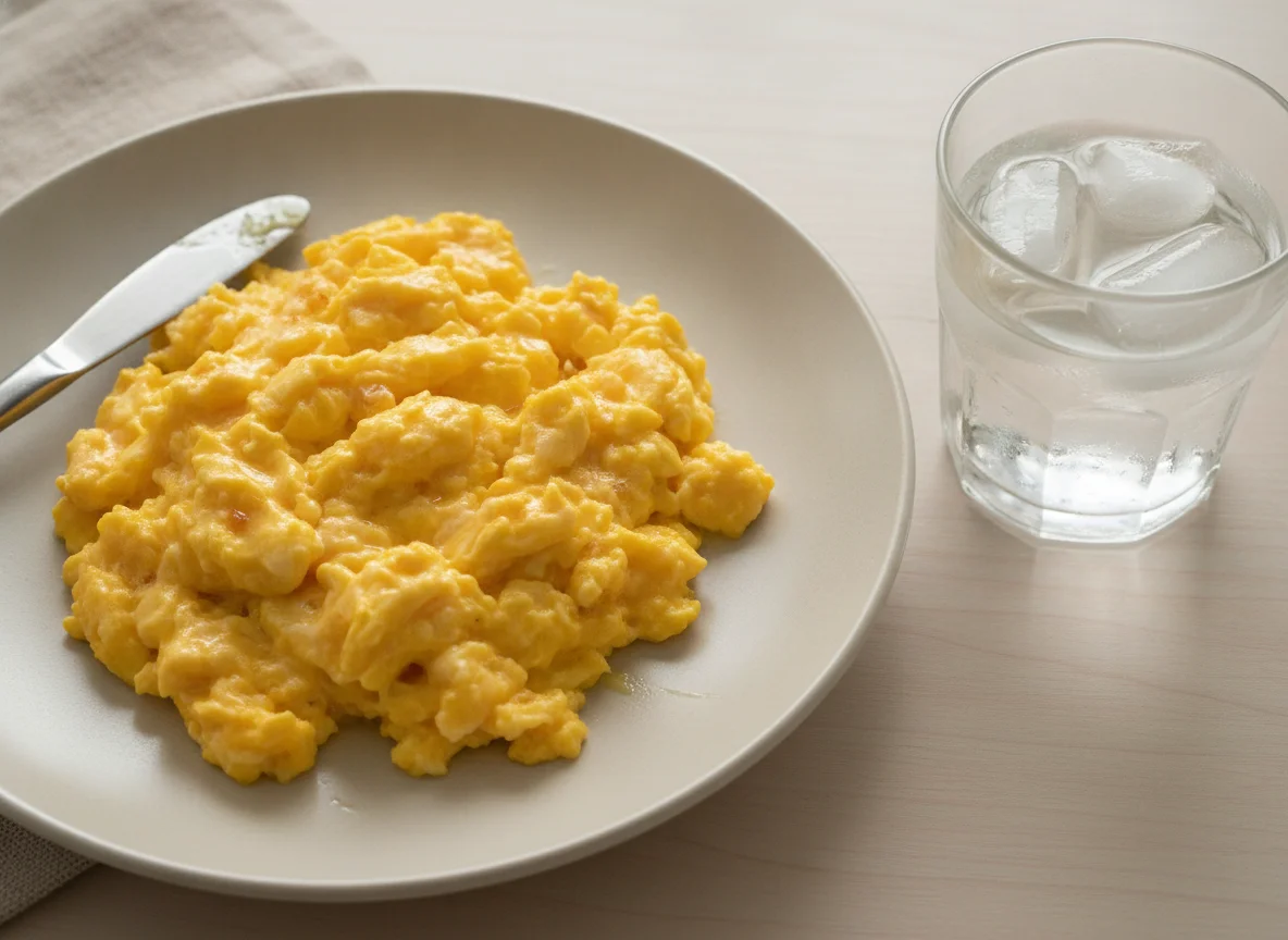 Scrambled eggs with water photo