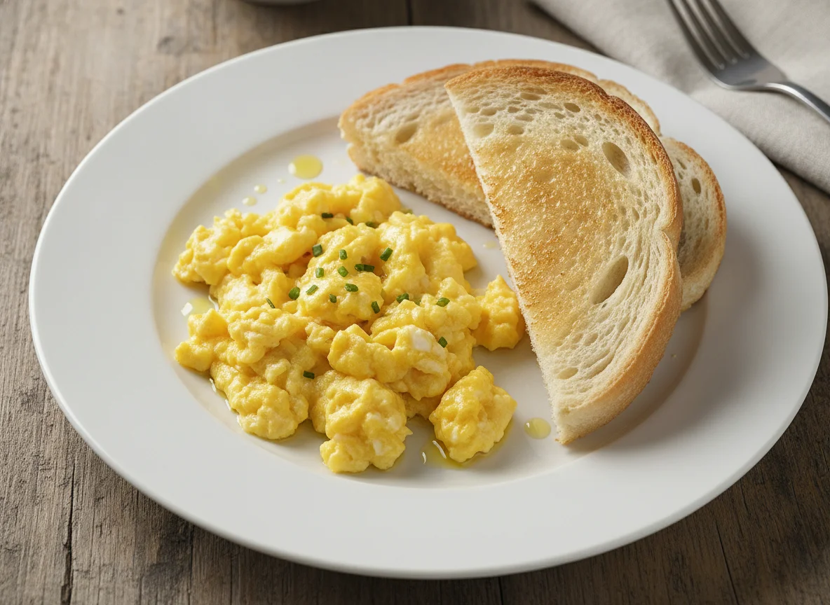 Scrambled Eggs with White Bread photo