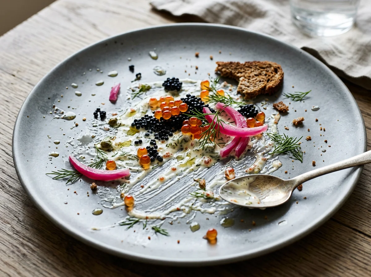 Seafood appetizer remnants photo