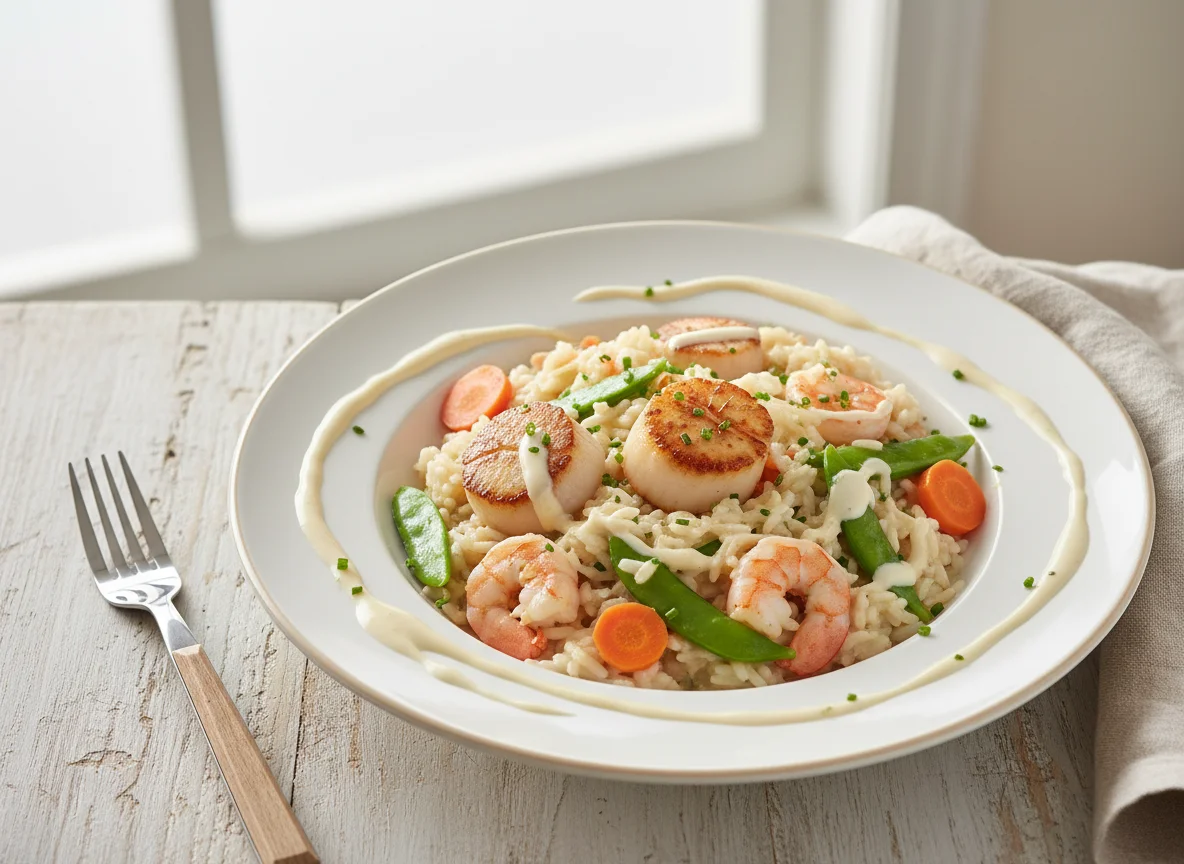 Seafood Risotto with Vegetables photo