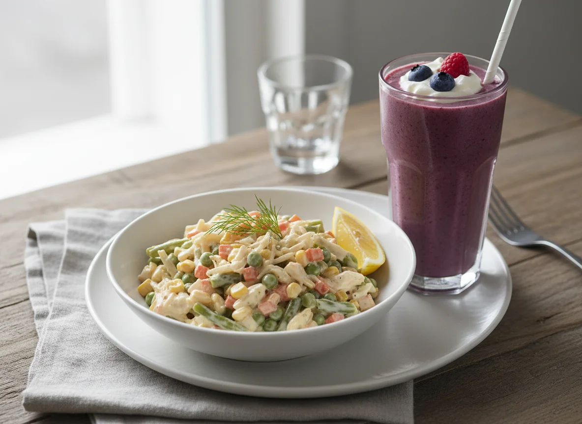 Seafood Salad with Smoothie photo