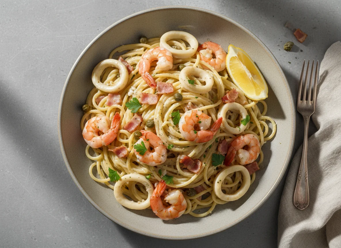 Seafood Spaghetti with Cream Sauce photo