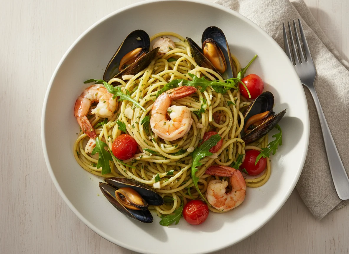 Seafood Spaghetti with Rocket photo