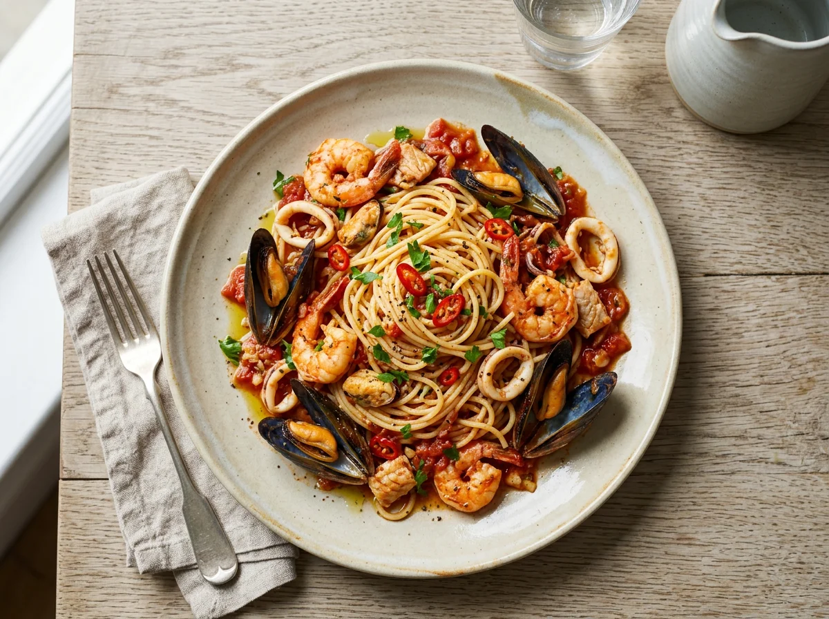 Seafood Spaghetti with Tomato Sauce photo