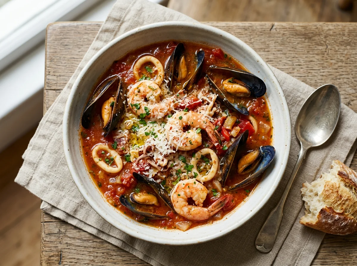Seafood Stew with Tomato and Cheese photo