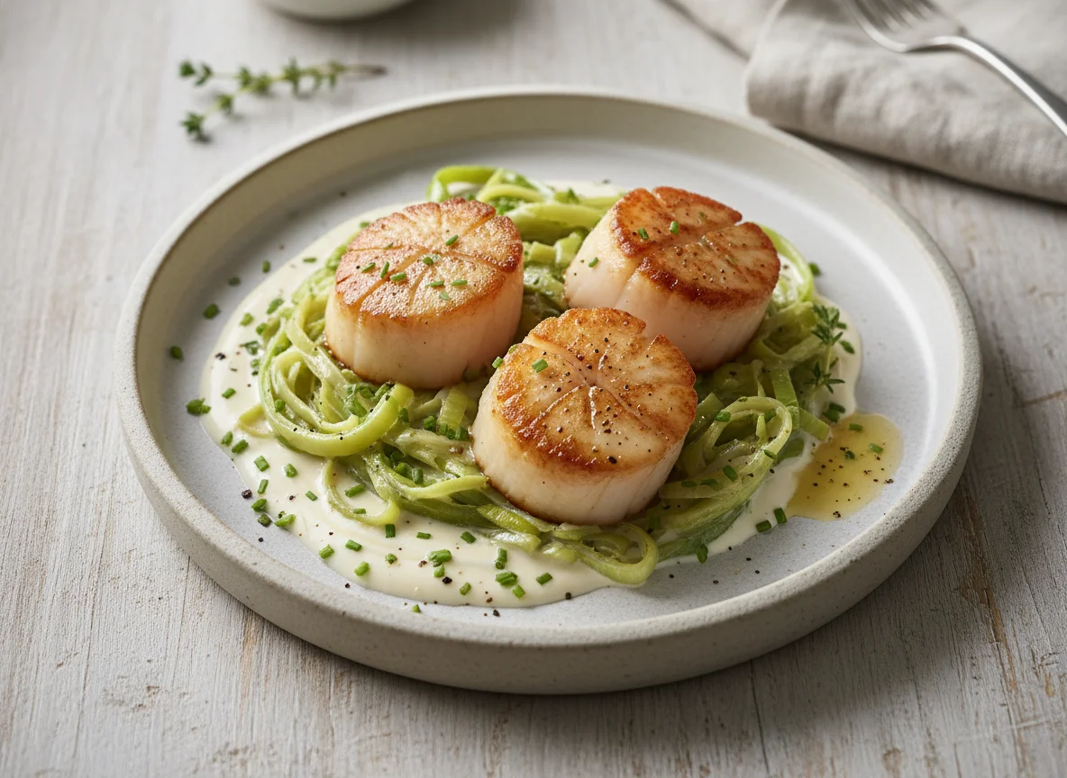 Seared Scallops with Creamy Leeks photo