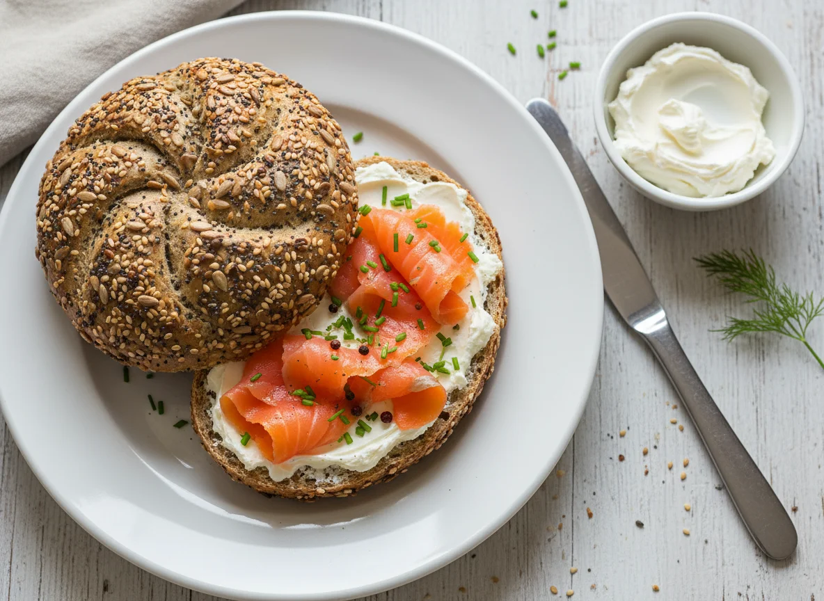 Seeded Bread Roll with Salmon photo