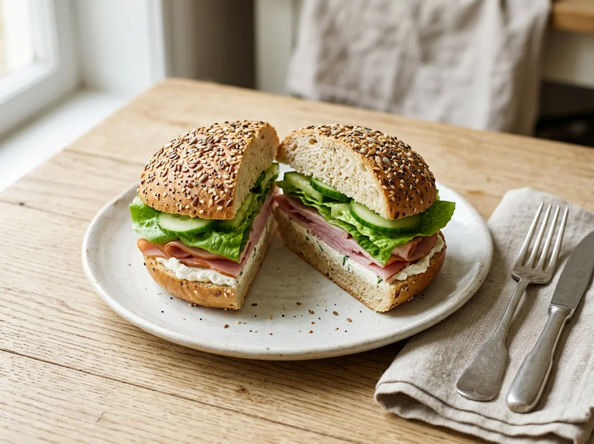 Seed-topped Bun Sandwich photo