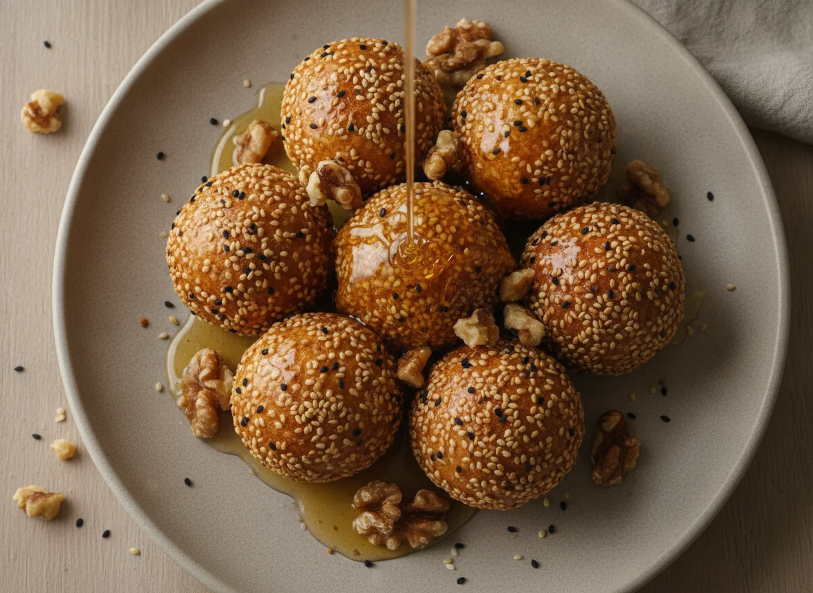 Sesame ball with honey photo