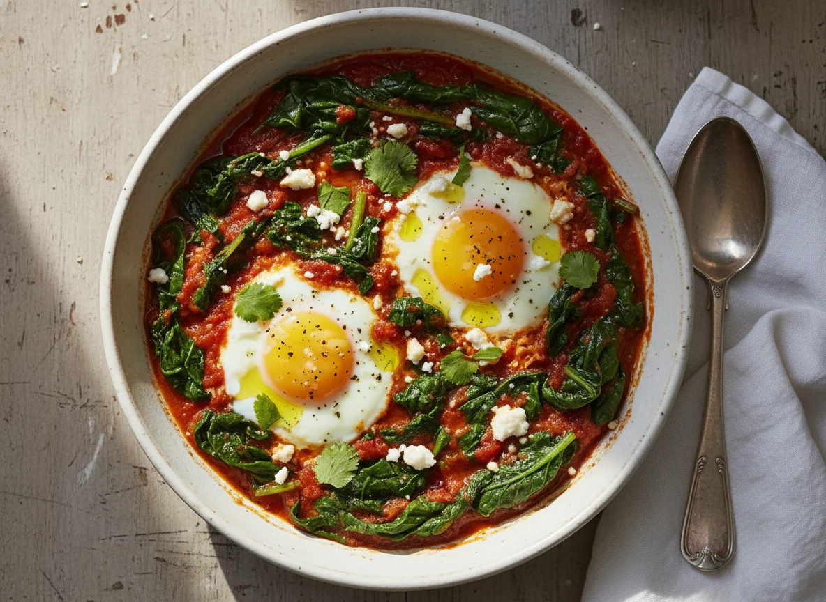 Shakshuka with Greens and Eggs photo