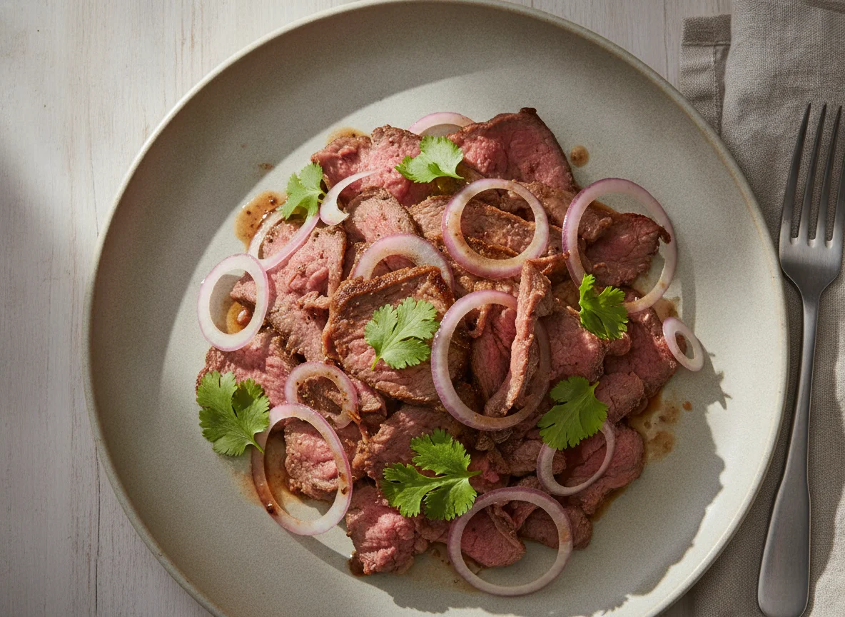 Shaved Beef with Red Onion and Cilantro photo