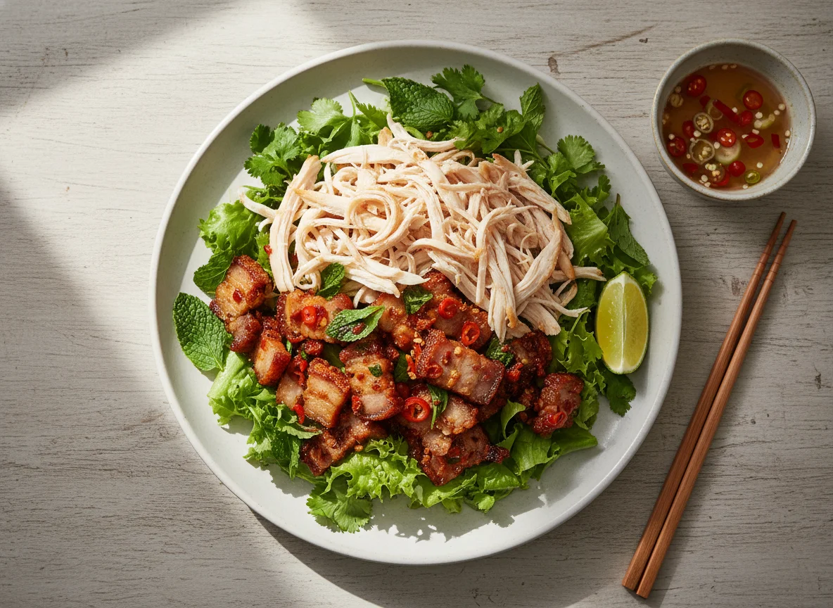 Shredded Chicken and Crispy Pork Salad photo