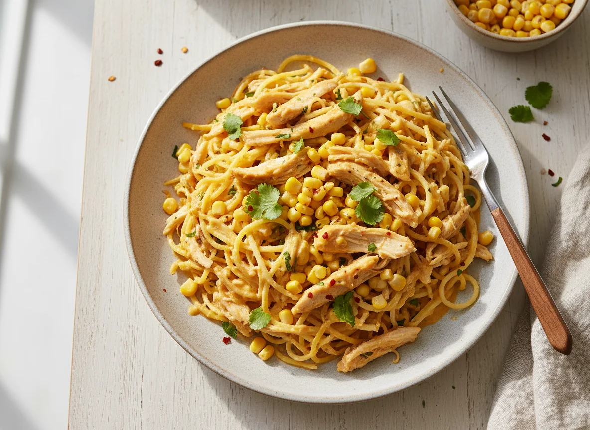 Shredded Chicken and Spaghetti Squash with Corn photo