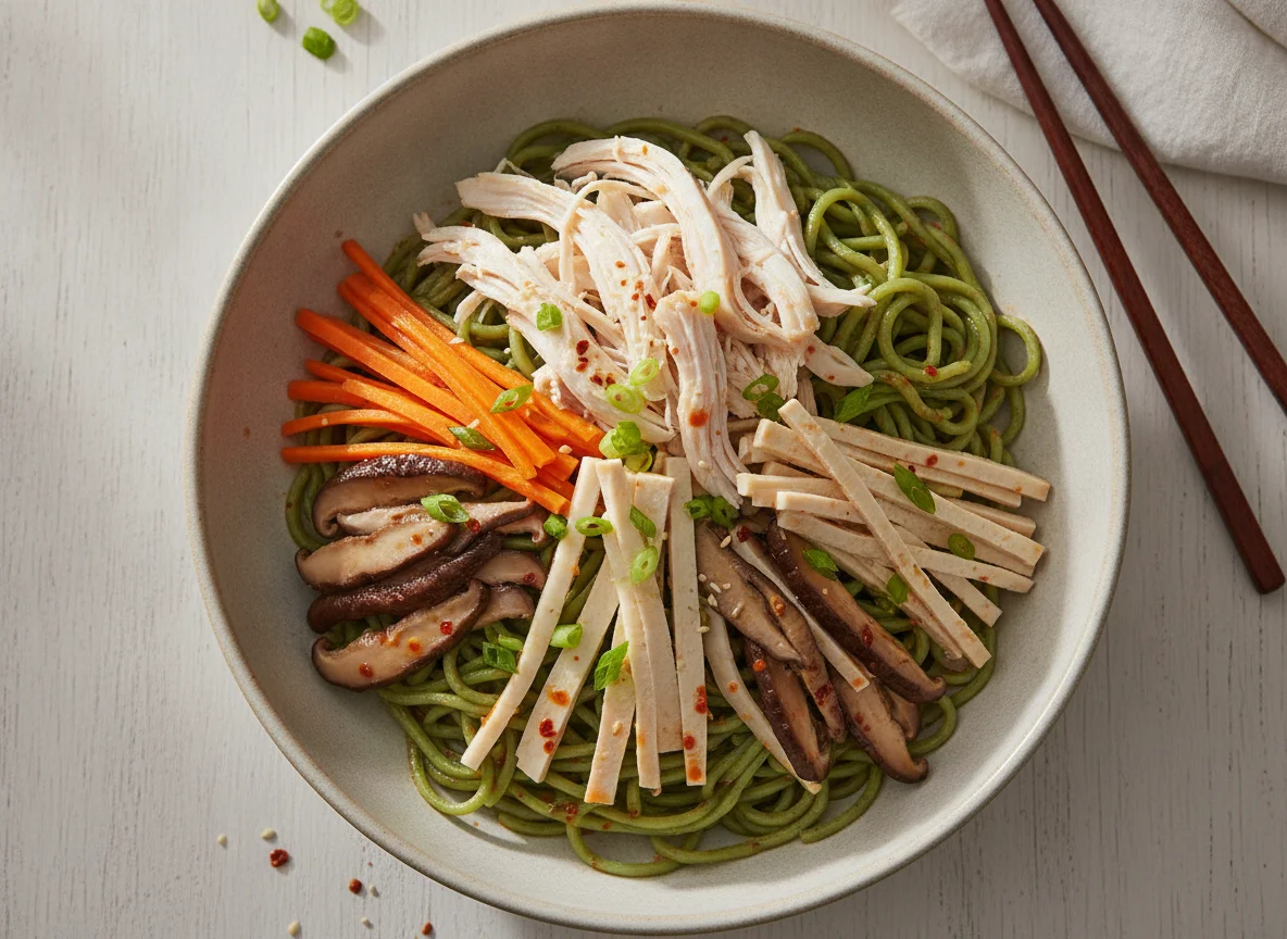 Shredded Chicken Green Noodle Bowl photo