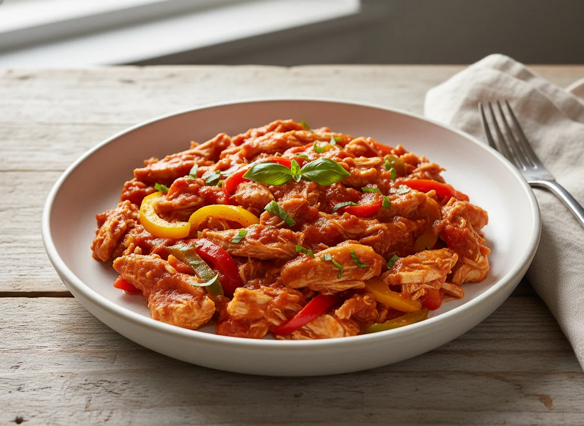 Shredded Chicken in Tomato Sauce with Peppers photo