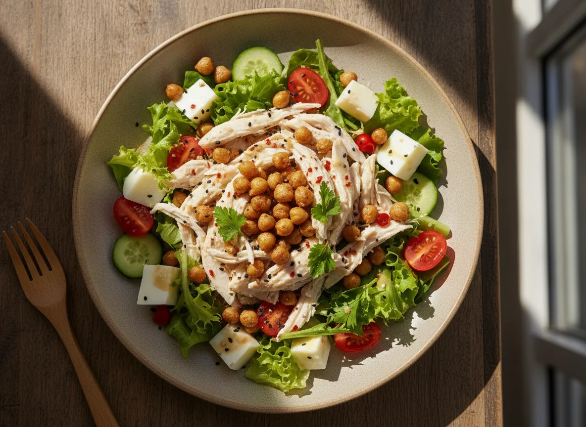 Shredded Chicken Salad with Roasted Chickpeas photo