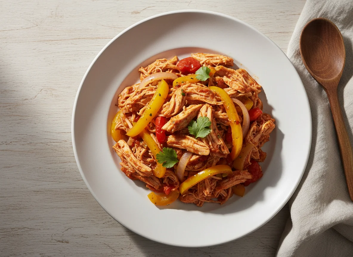 Shredded Chicken with Peppers and Onions photo