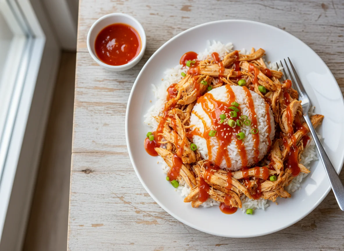 Shredded Chicken with Rice and Sauce photo
