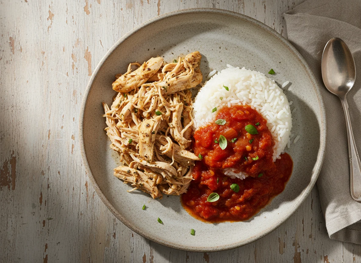 Shredded Chicken with Rice and Tomato Sauce photo