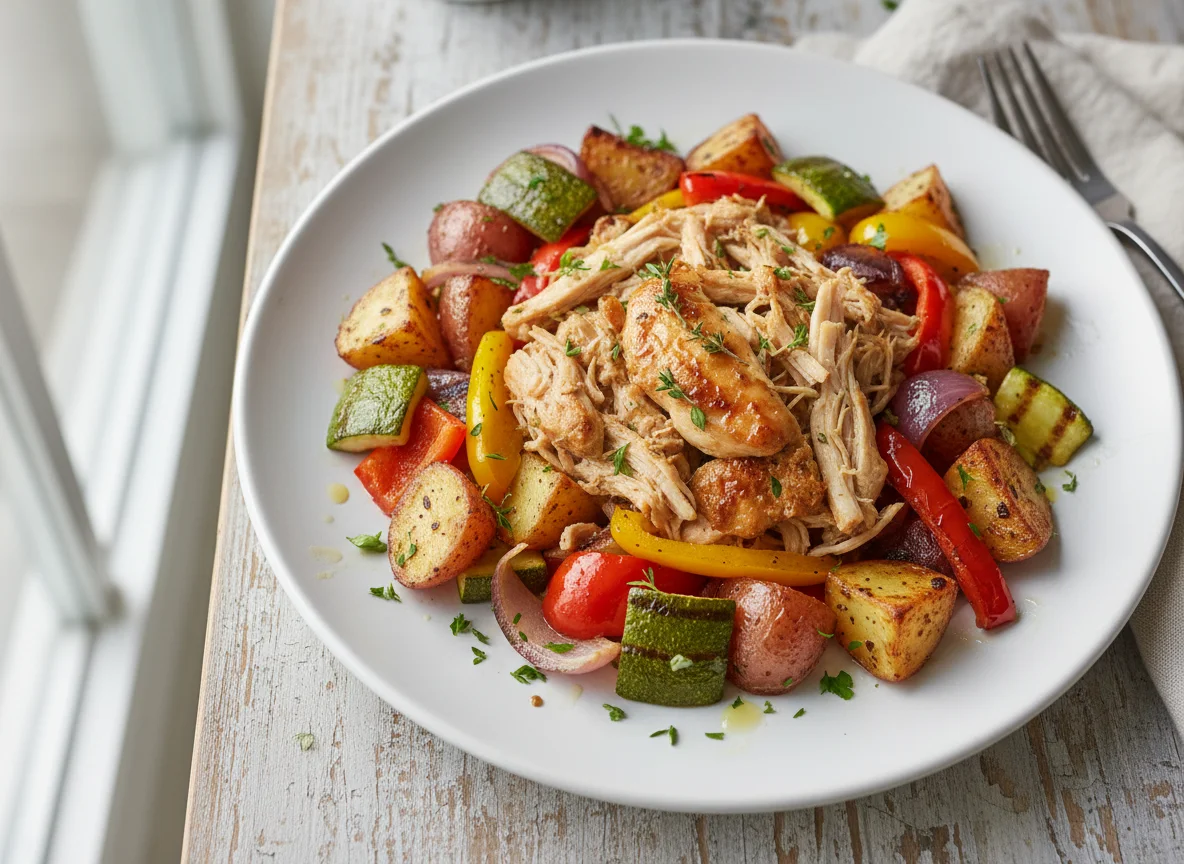 Shredded Chicken with Roasted Vegetables photo