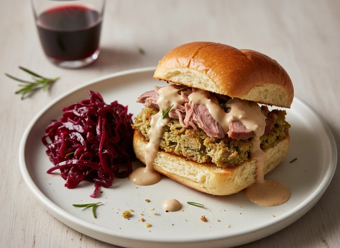 Shredded Duck & Stuffing Brioche Roll photo
