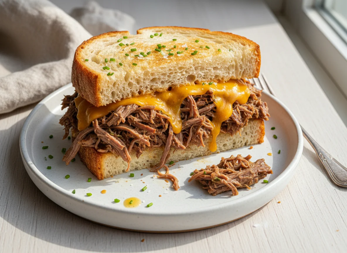 Shredded Meat and Cheese Sandwich photo