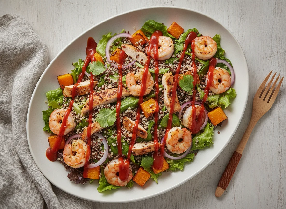 Shrimp and Chicken Quinoa Salad with Sriracha photo