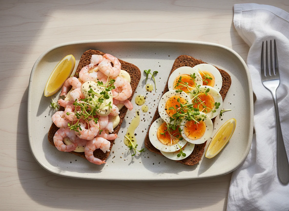 Shrimp and Egg Smørrebrød photo