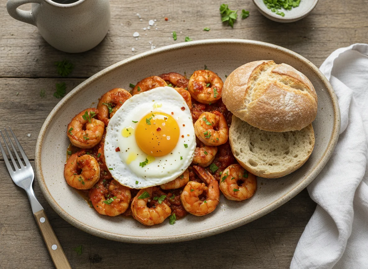 Shrimp and Egg with Bread photo
