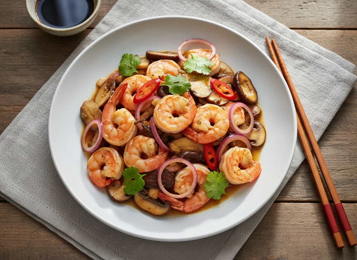 Shrimp and Mushroom Stir-fry photo