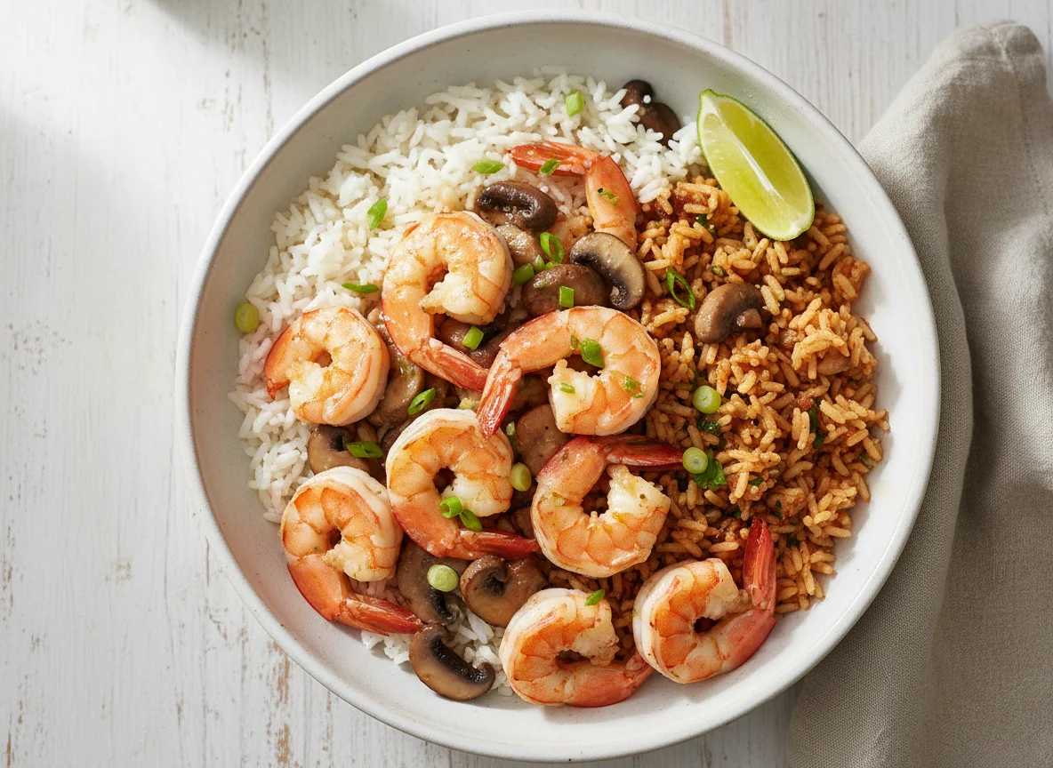 Shrimp and Rice Bowl with Mushrooms photo