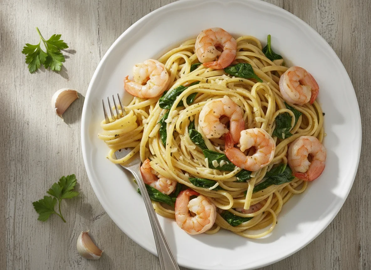 Shrimp and Spinach Linguine photo