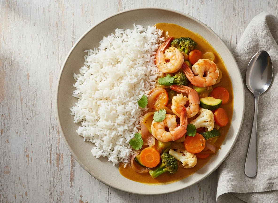 Shrimp and Vegetable Curry with Rice photo