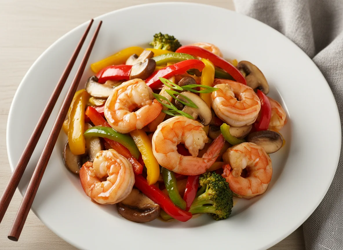 Shrimp and Vegetable Stir-fry with Sauce photo