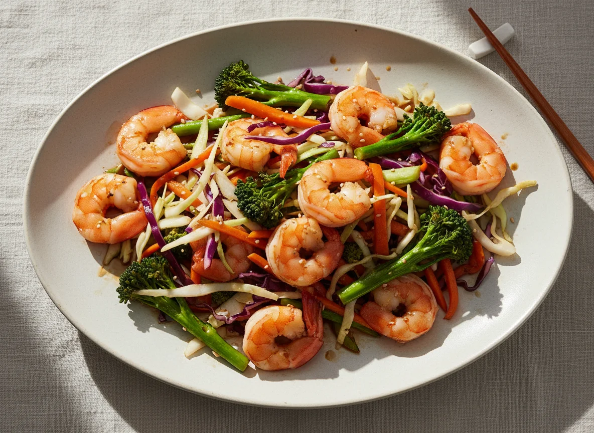 Shrimp and Vegetable Stir-fry/Salad photo