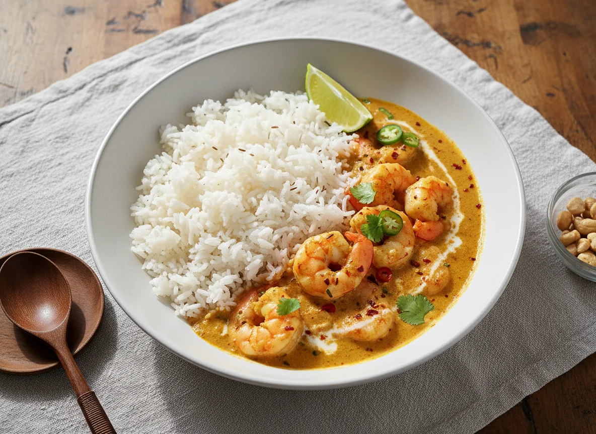 Shrimp Curry with White Rice photo