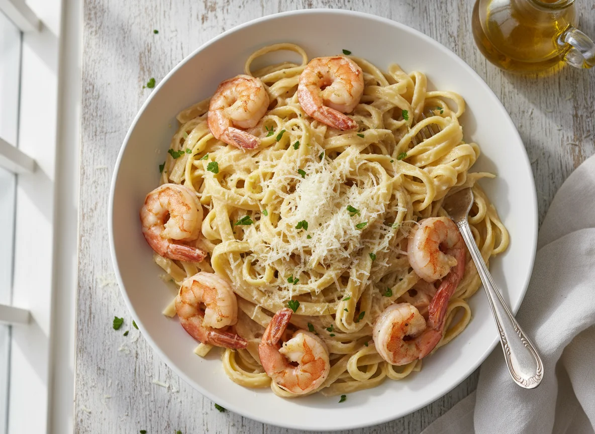 Shrimp Fettuccine with Parmesan photo