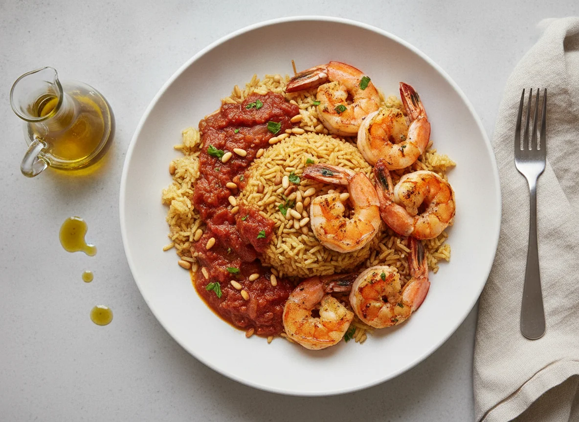 Shrimp Machboos with Basmati Rice photo
