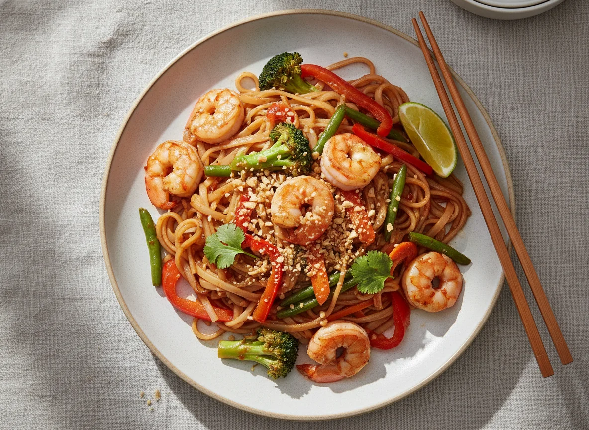 Shrimp Pad Thai with Vegetables photo