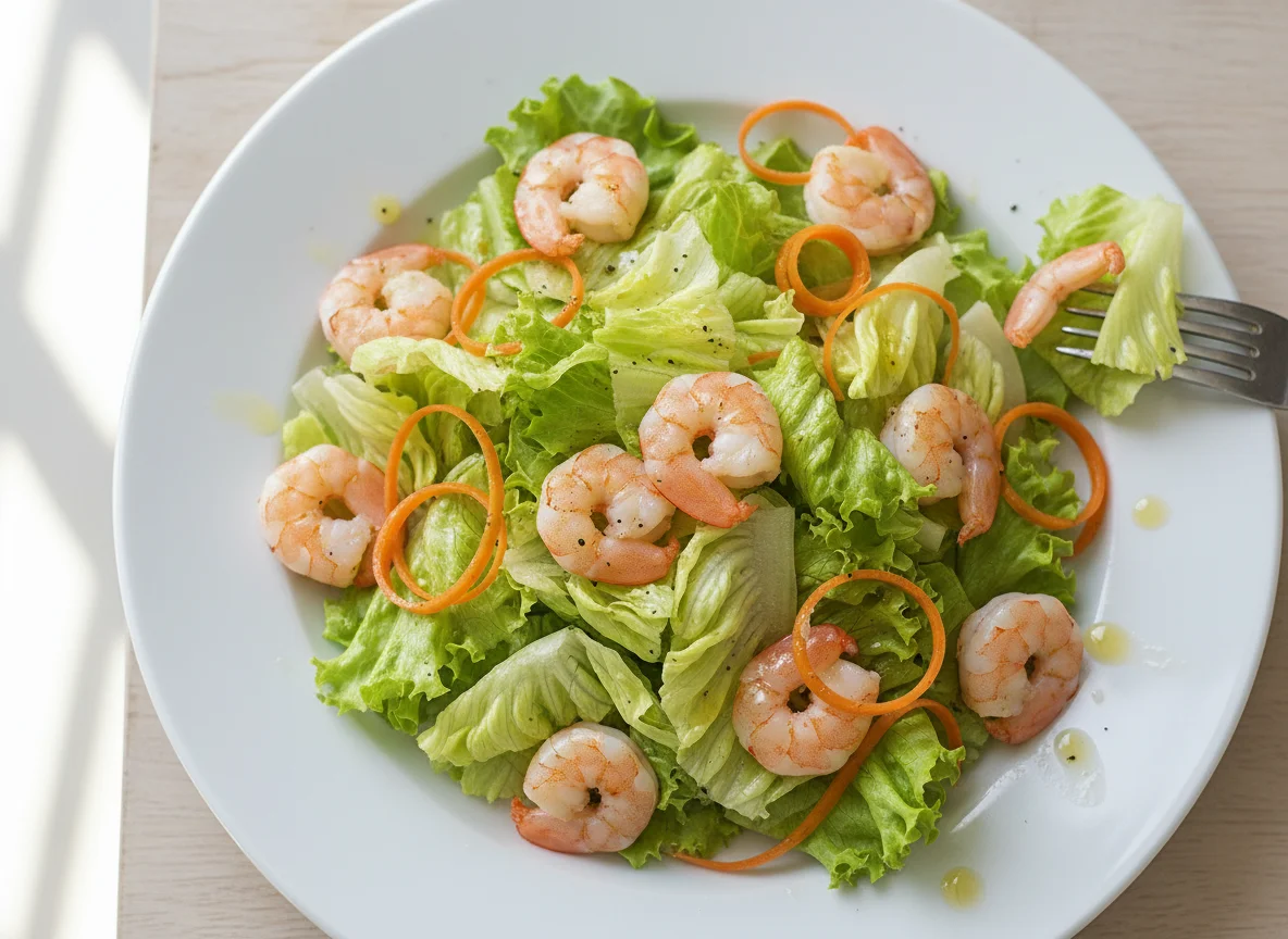 Shrimp Salad with Lettuce and Carrots photo