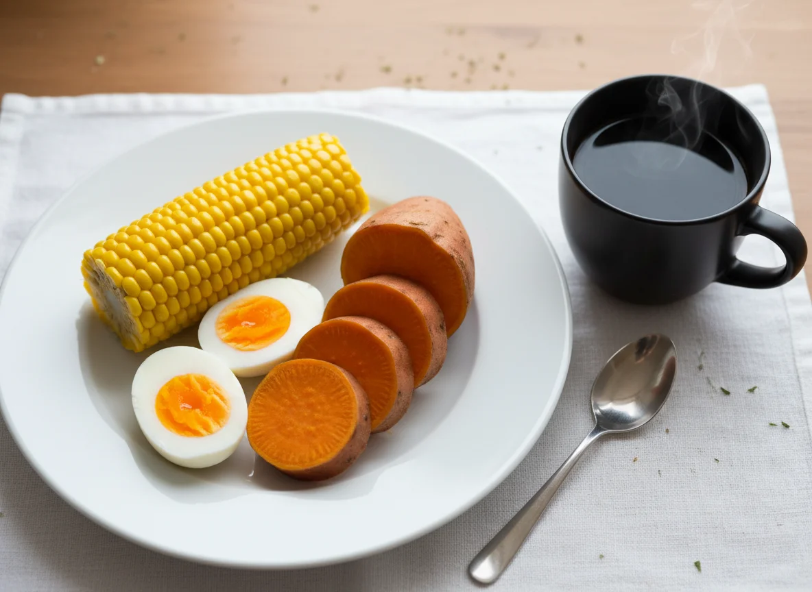 Simple Breakfast Plate with Coffee photo