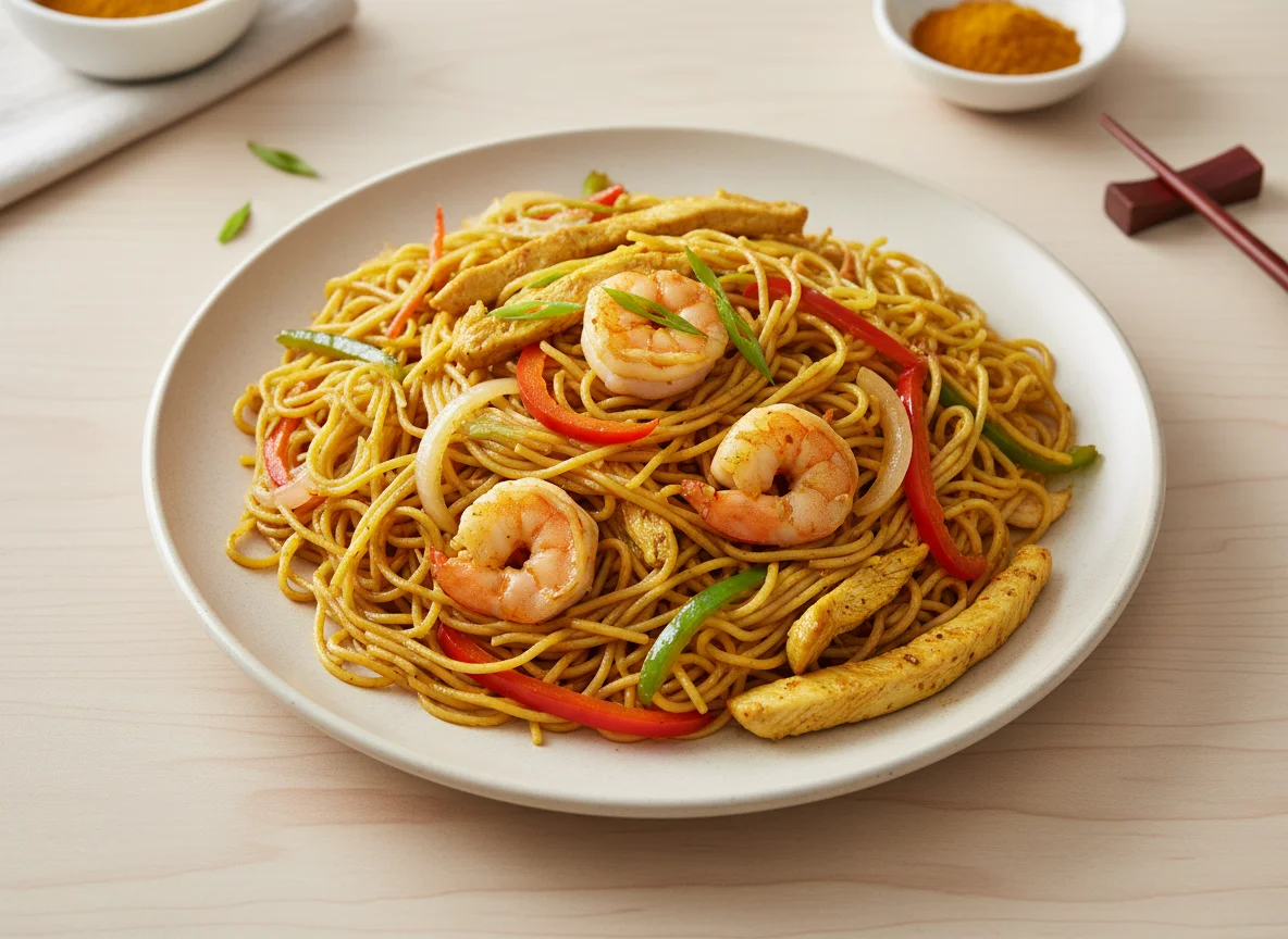 Singapore fries noodles photo