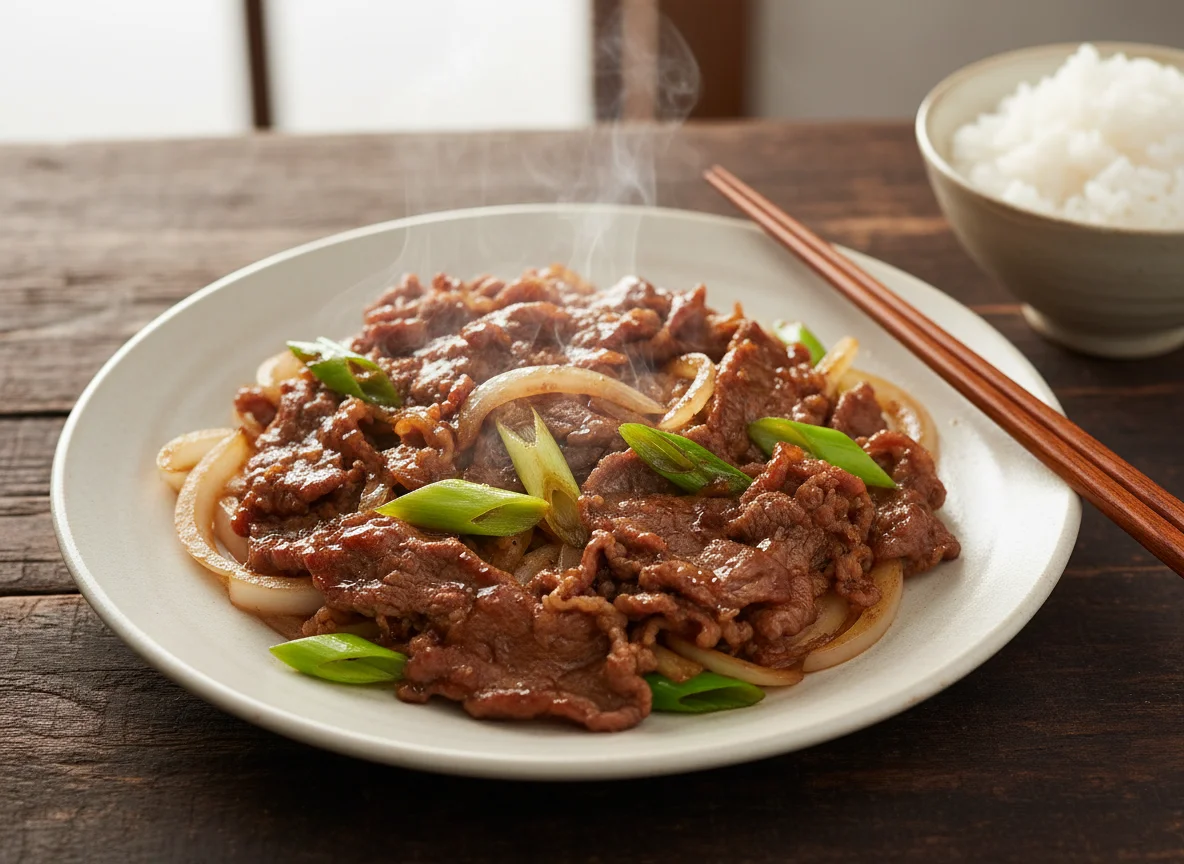 Sizzling Beef with Onions and Leeks photo