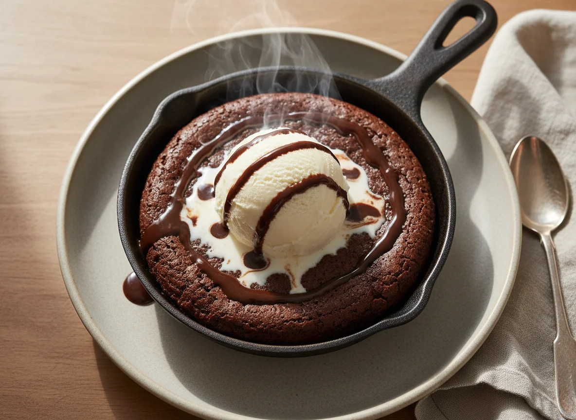 Sizzling Brownie with Vanilla Ice Cream photo