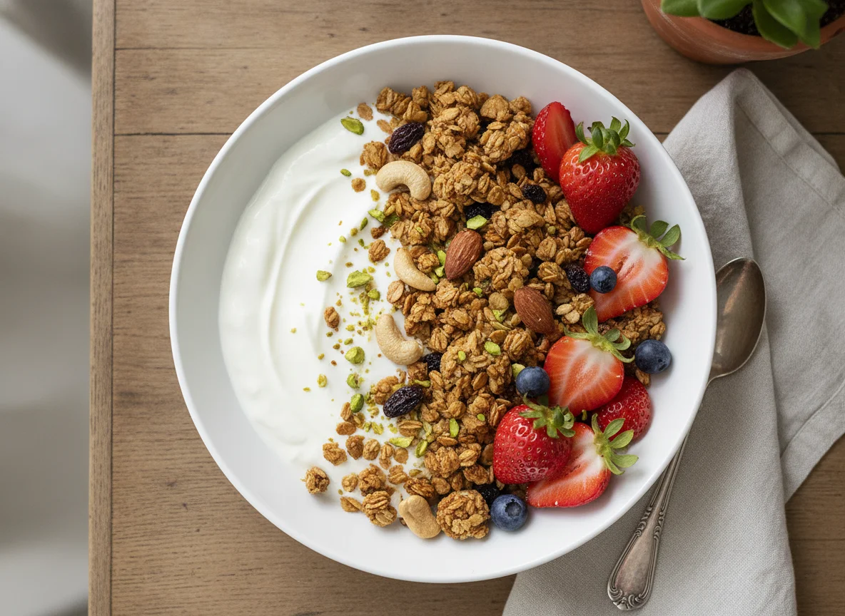 Skyr with Granola and Strawberries photo