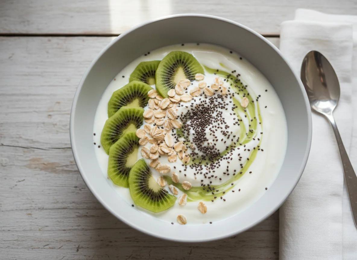 Skyr with Kiwi, Chia Seeds and Oats photo