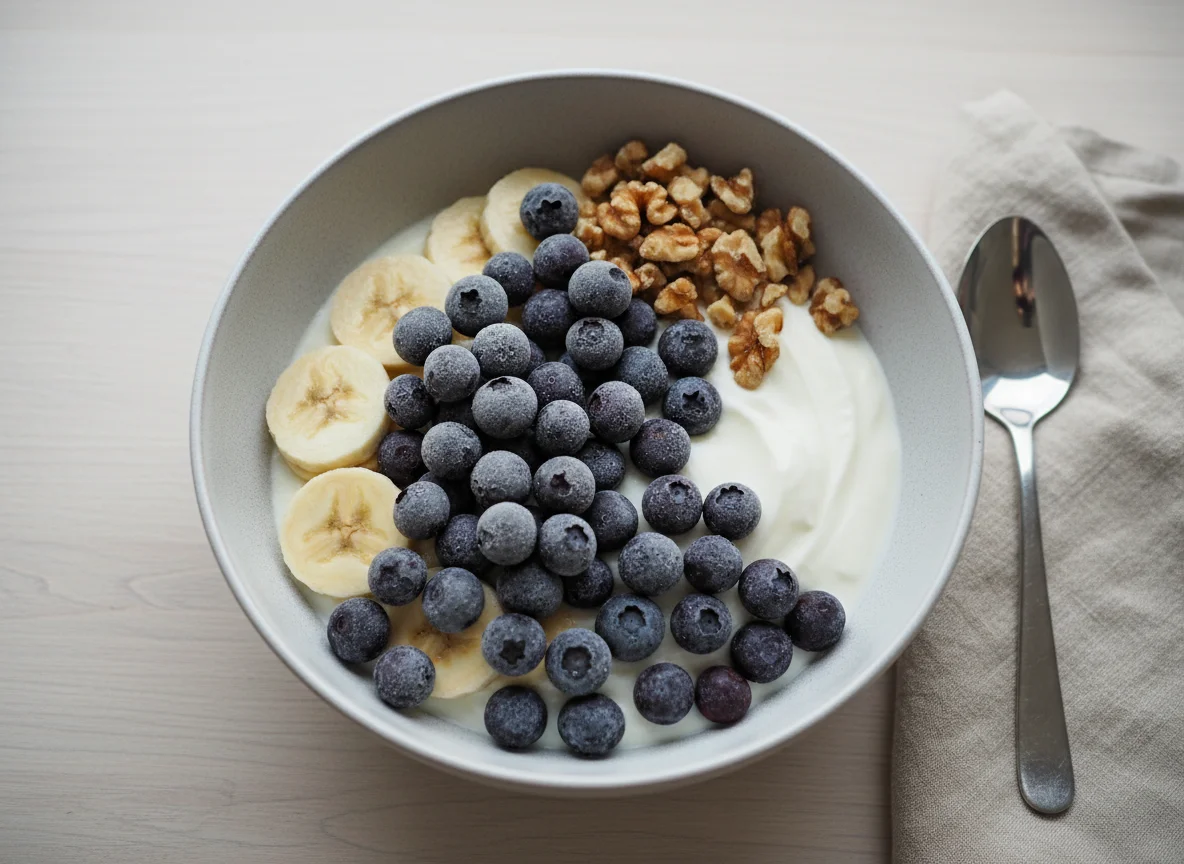 Skyr Yogurt with Blueberries, Banana, and Walnuts photo