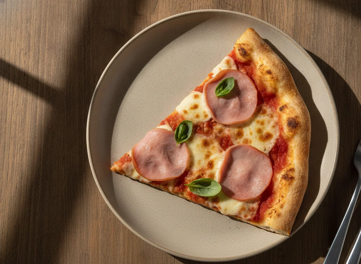Slice of Ham and Cheese Pizza photo